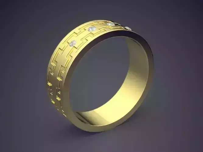 Engraved Ring With Diamonds CRGR031