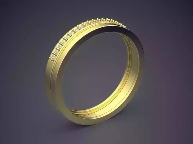 Engraved Ring With Diamonds CRGR030 3D print model