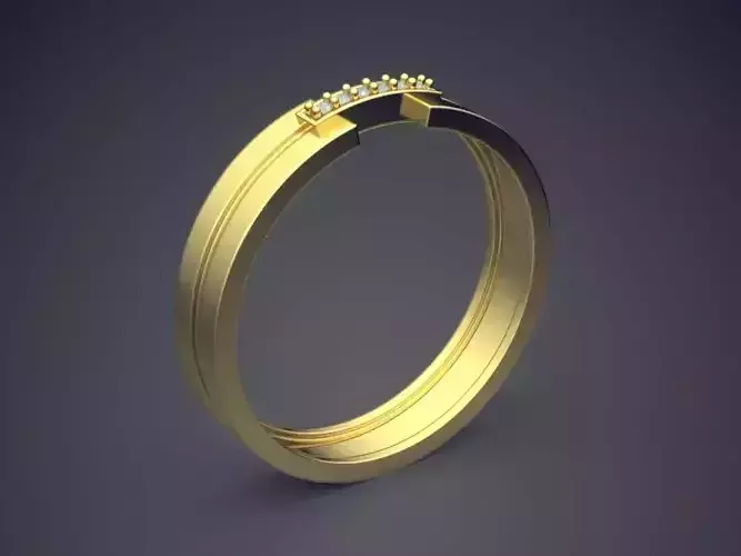 Engraved Ring With Diamonds CRGR029 3D print model