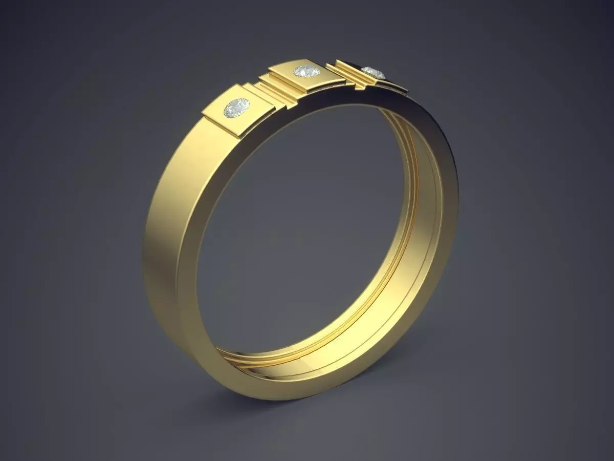 Engraved Ring With Diamonds CRGR027 3D print model_0