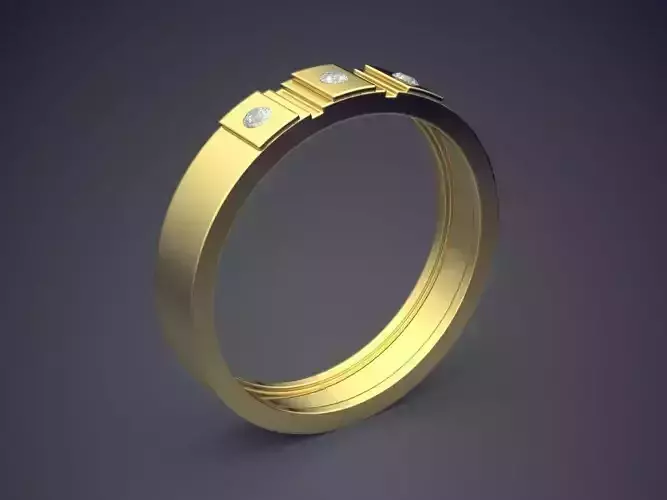Engraved Ring With Diamonds CRGR027 3D print model