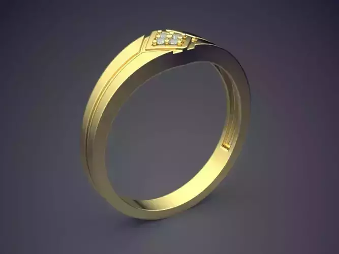 Engraved Ring With Few Diamonds CRGR023