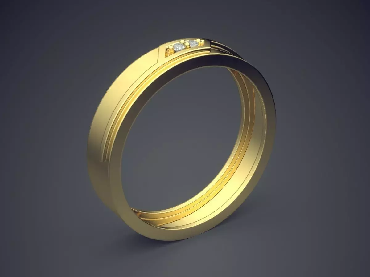 Engraved Ring With Few Diamonds CRGR022 3D print model_0