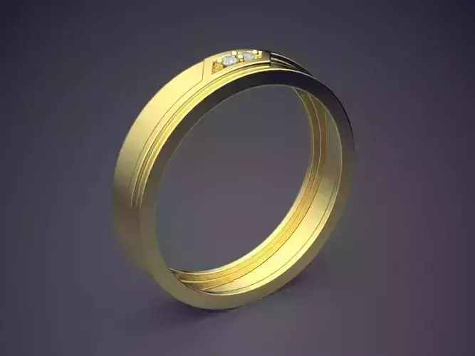 Engraved Ring With Few Diamonds CRGR022