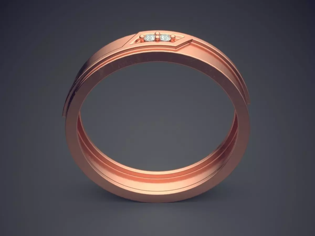 Engraved Ring With Few Diamonds CRGR022 3D print model_2