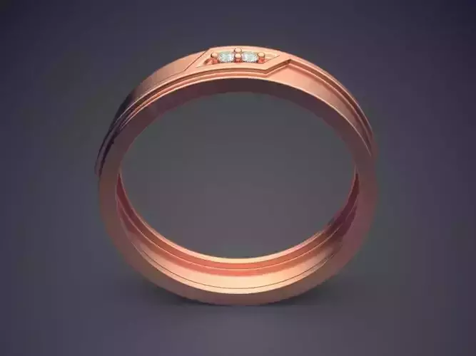 Engraved Ring With Few Diamonds CRGR022