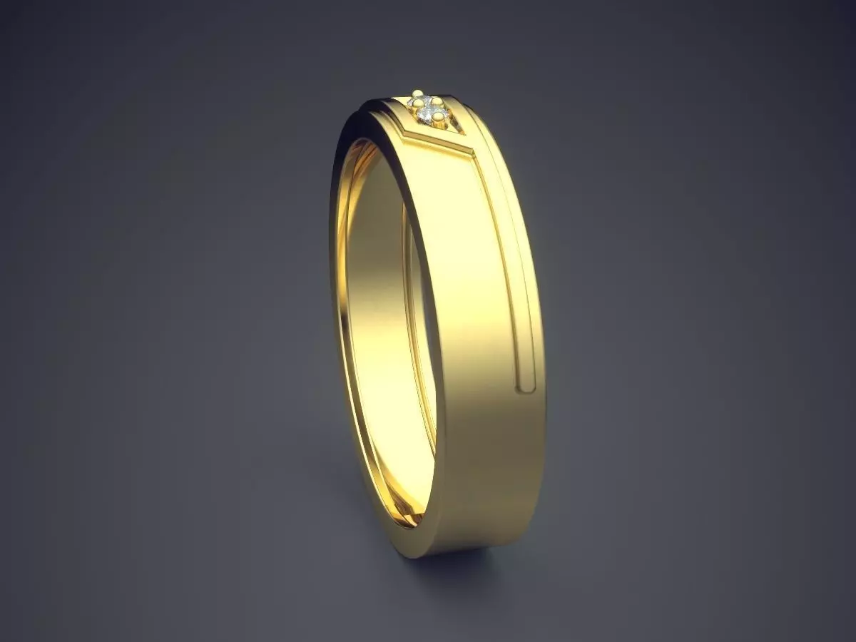 Engraved Ring With Few Diamonds CRGR022 3D print model_3