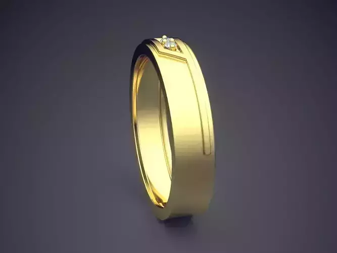 Engraved Ring With Few Diamonds CRGR022