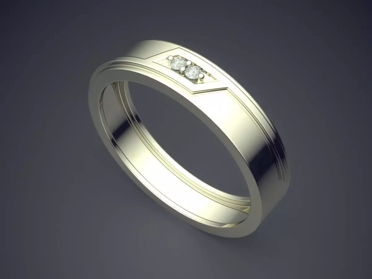 Engraved Ring With Few Diamonds CRGR022 3D print model_1