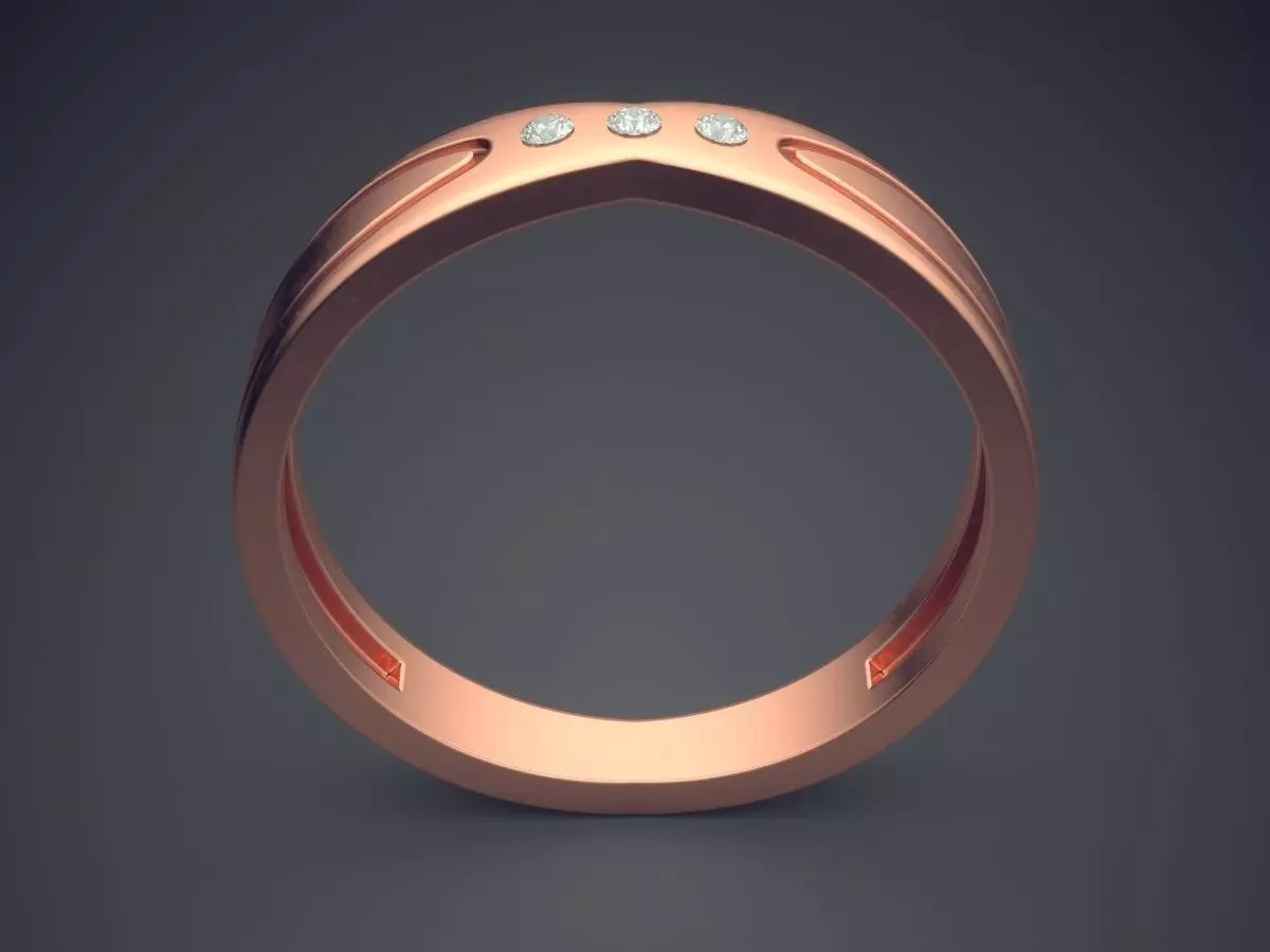 Engraved Ring With Few Diamonds CRGR021 3D print model_2