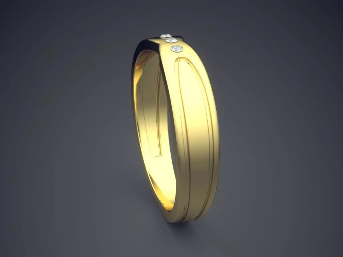Engraved Ring With Few Diamonds CRGR021 3D print model_3