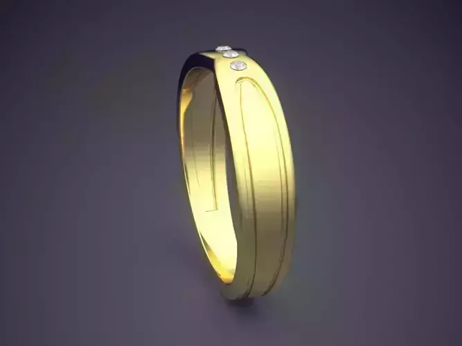 Engraved Ring With Few Diamonds CRGR021