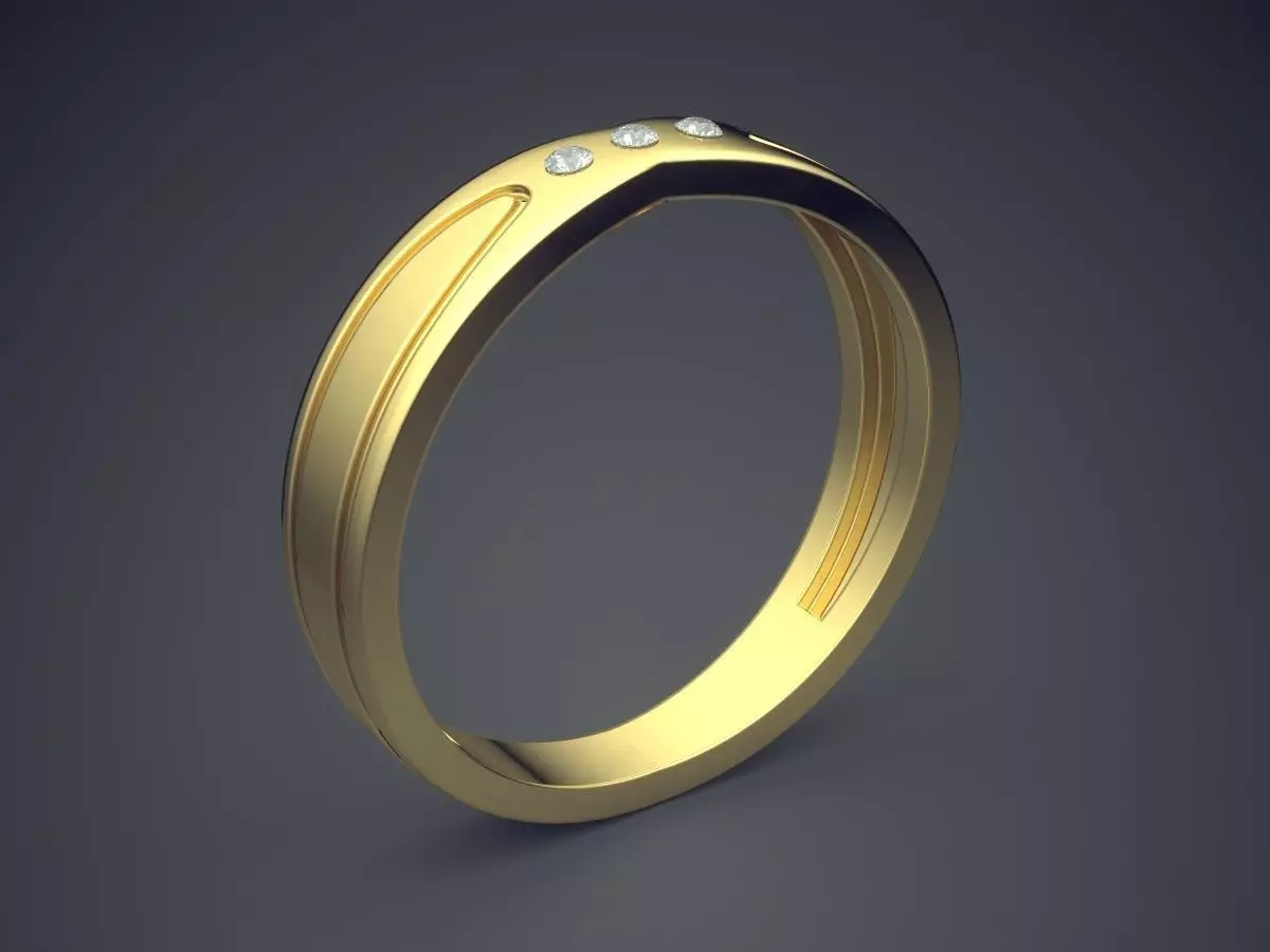 Engraved Ring With Few Diamonds CRGR021 3D print model_0