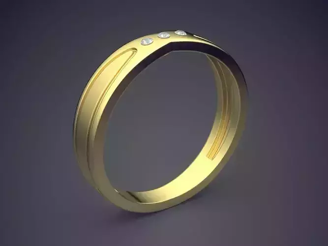 Engraved Ring With Few Diamonds CRGR021 3D print model