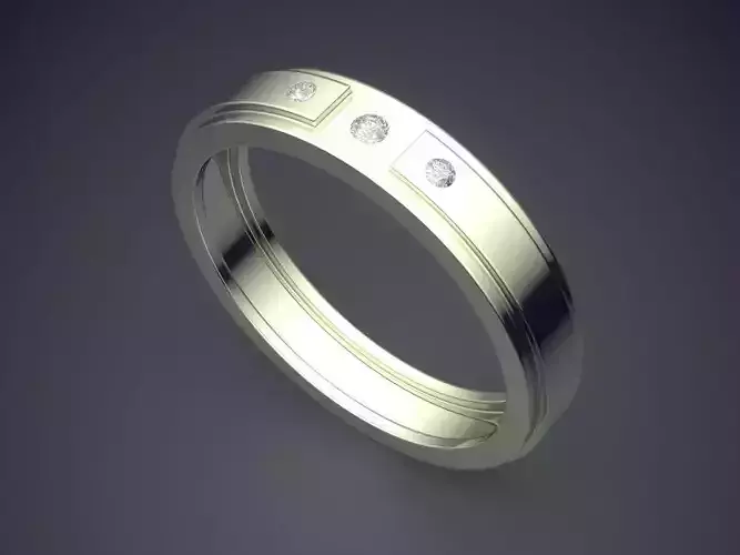 Engraved Ring With Few Diamonds CRGR020