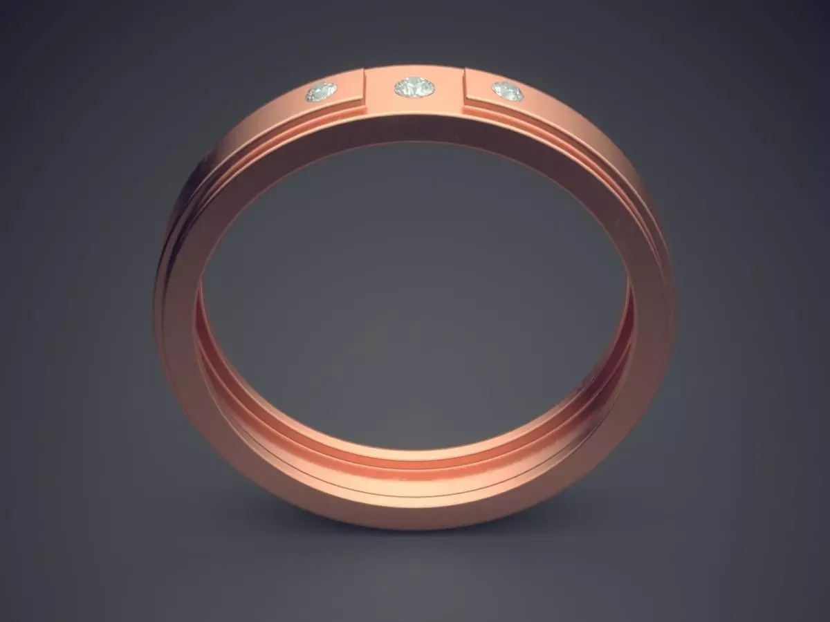 Engraved Ring With Few Diamonds CRGR020 3D print model_2