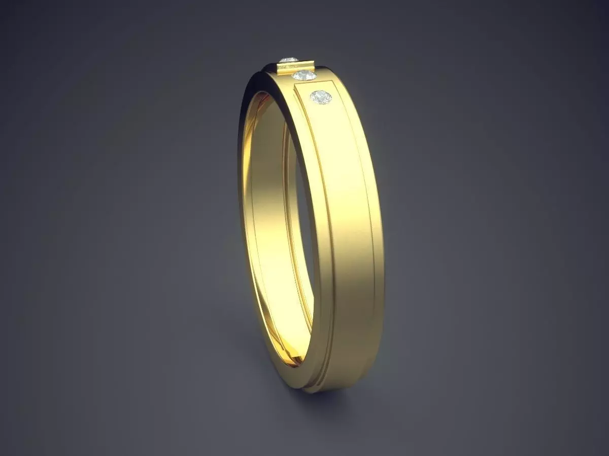 Engraved Ring With Few Diamonds CRGR020 3D print model_3