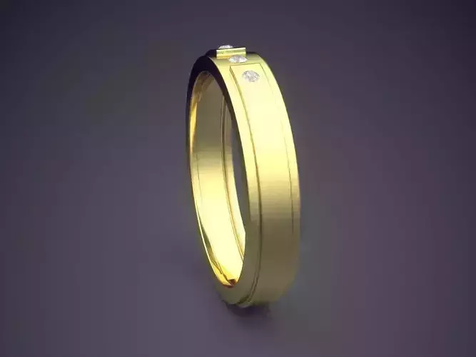 Engraved Ring With Few Diamonds CRGR020