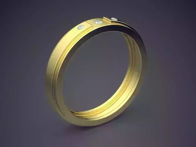 Engraved Ring With Few Diamonds CRGR020