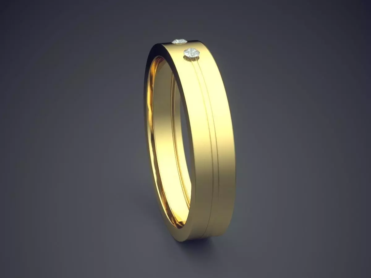 Engraved Ring With Few Diamonds CRGR018 3D print model_3