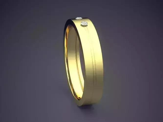Engraved Ring With Few Diamonds CRGR018