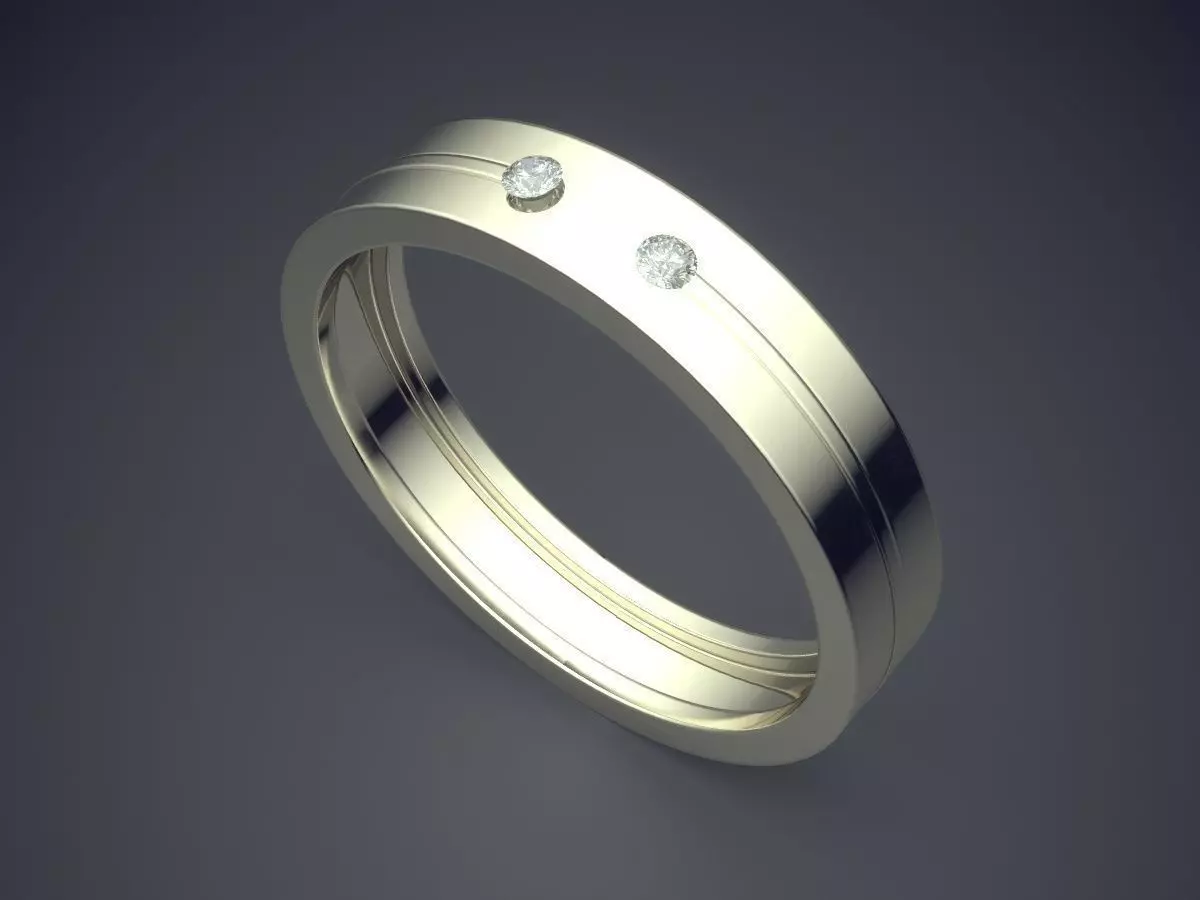 Engraved Ring With Few Diamonds CRGR018 3D print model_1