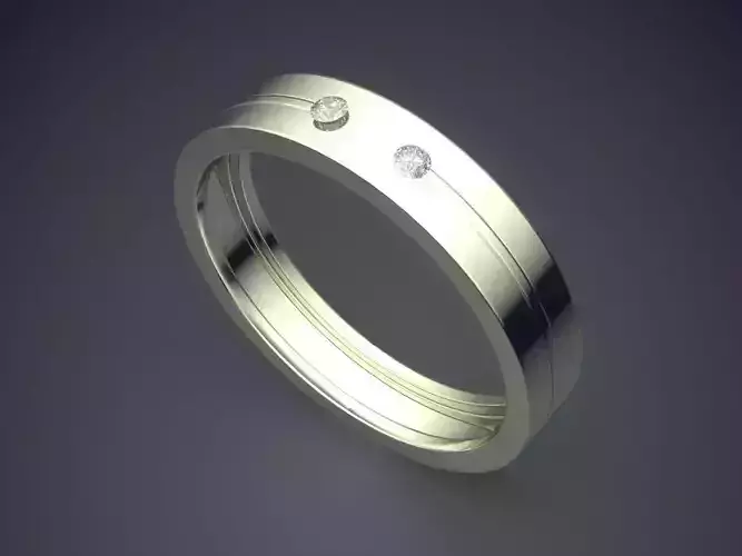 Engraved Ring With Few Diamonds CRGR018
