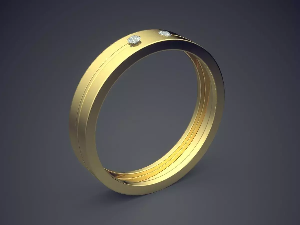 Engraved Ring With Few Diamonds CRGR018 3D print model_0