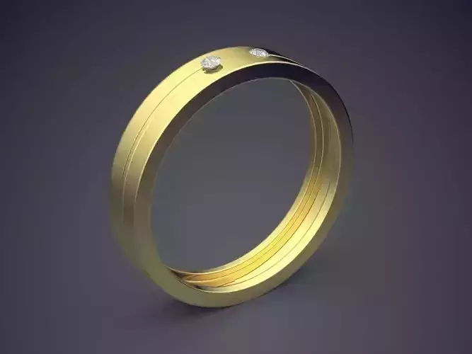 Engraved Ring With Few Diamonds CRGR018