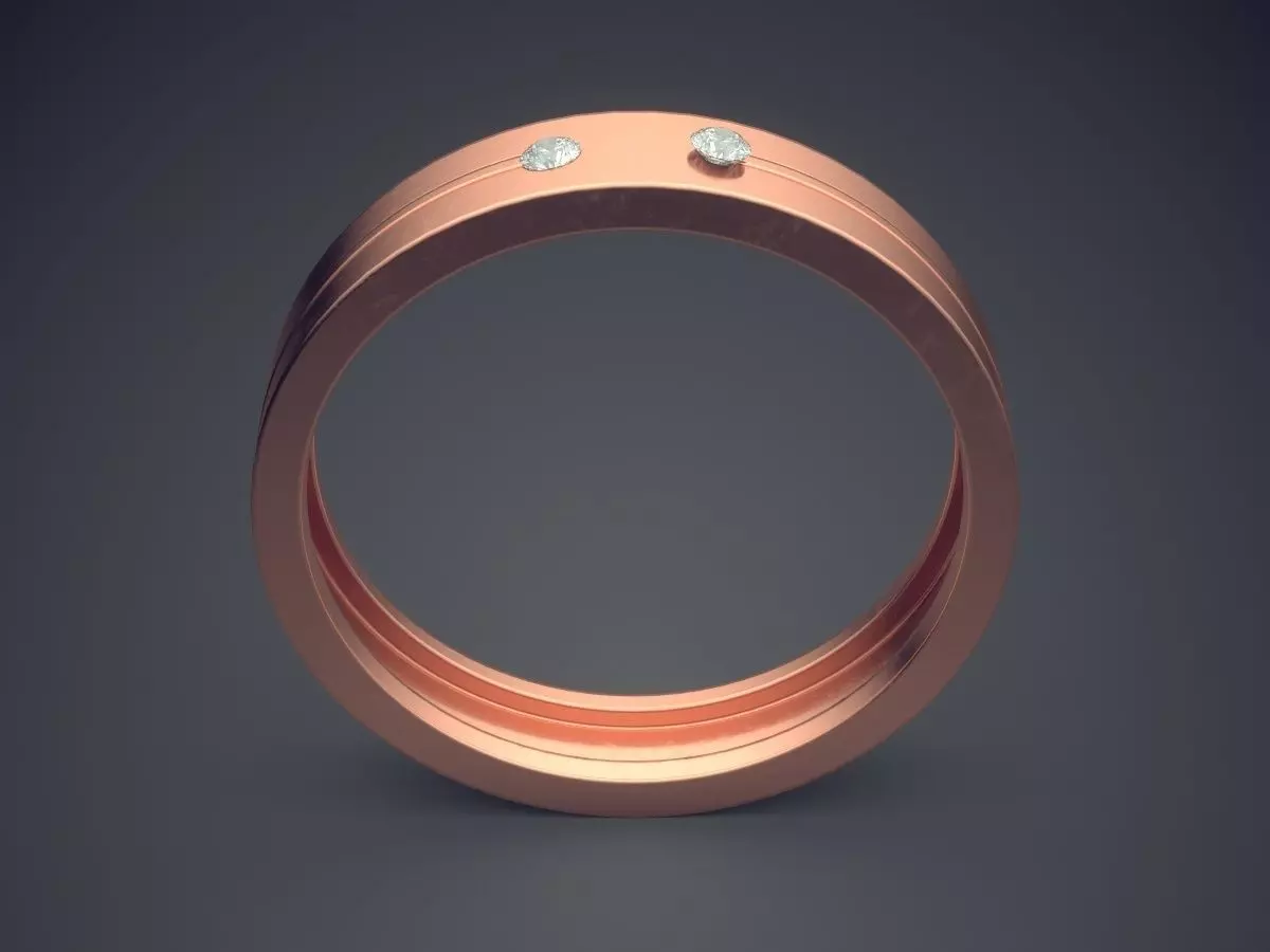 Engraved Ring With Few Diamonds CRGR018 3D print model_2