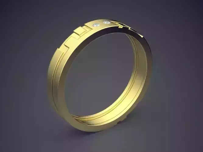 Engraved Ring With Few Diamonds CRGR015 3D print model