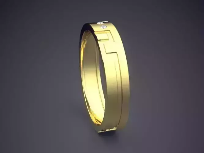 Engraved Ring With Few Diamonds CRGR015