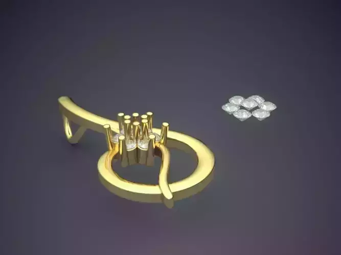 Pendant gold with diamonds 3D print model