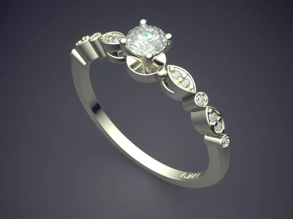 Detailed Ring With Diamonds Gjart A-88 3D print model_1