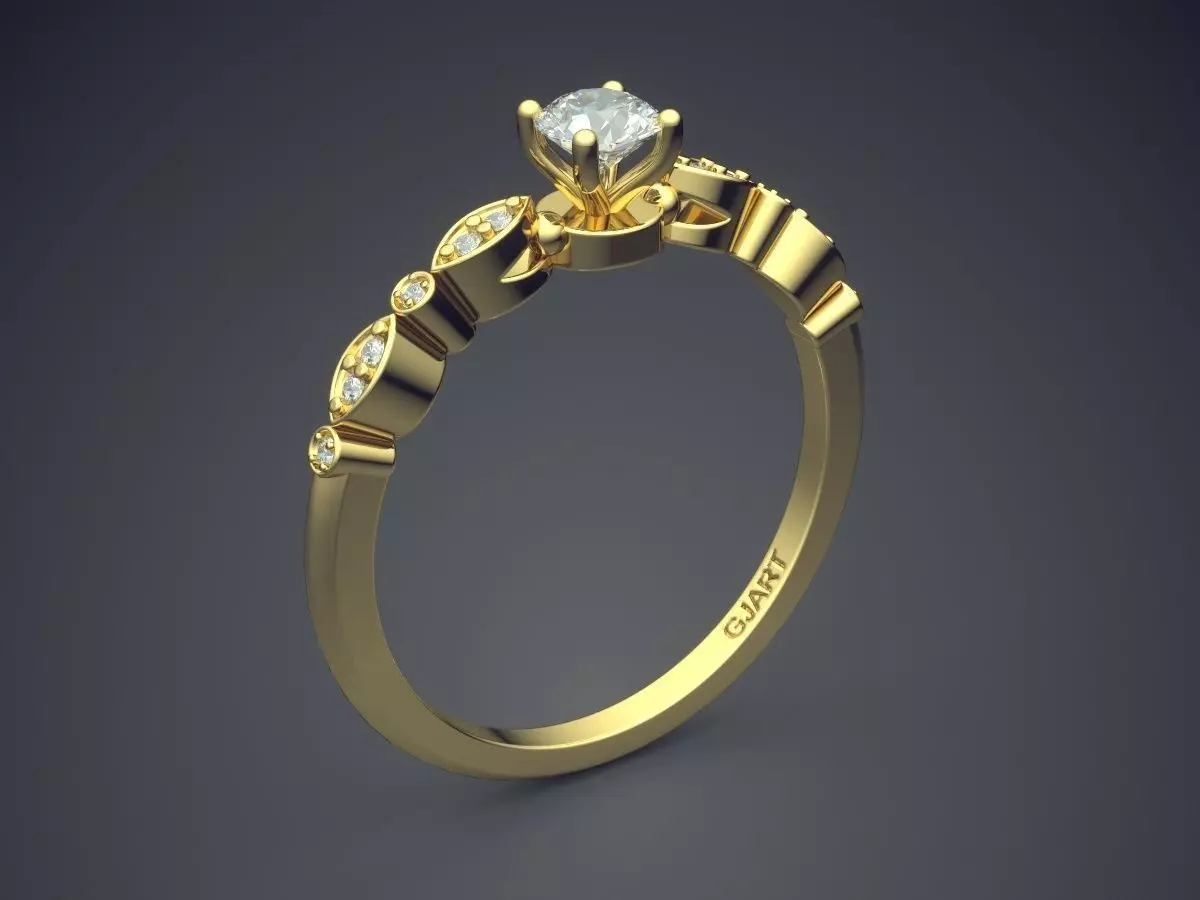 Detailed Ring With Diamonds Gjart A-88 3D print model_0