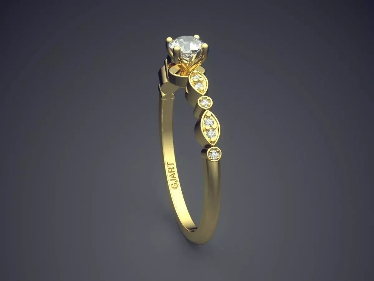 Detailed Ring With Diamonds Gjart A-88 3D print model_3