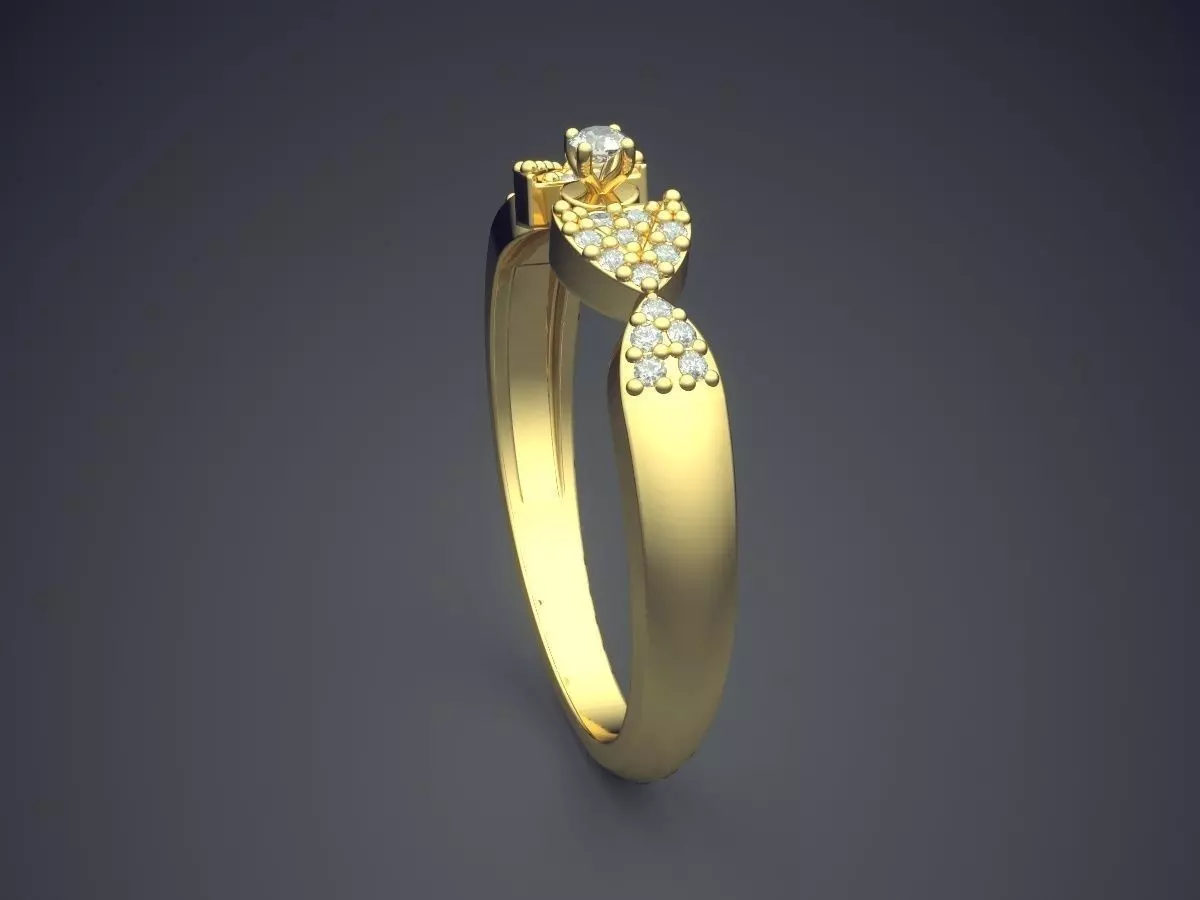 Detailed Ring With Diamonds Gjart A-84 3D print model_3