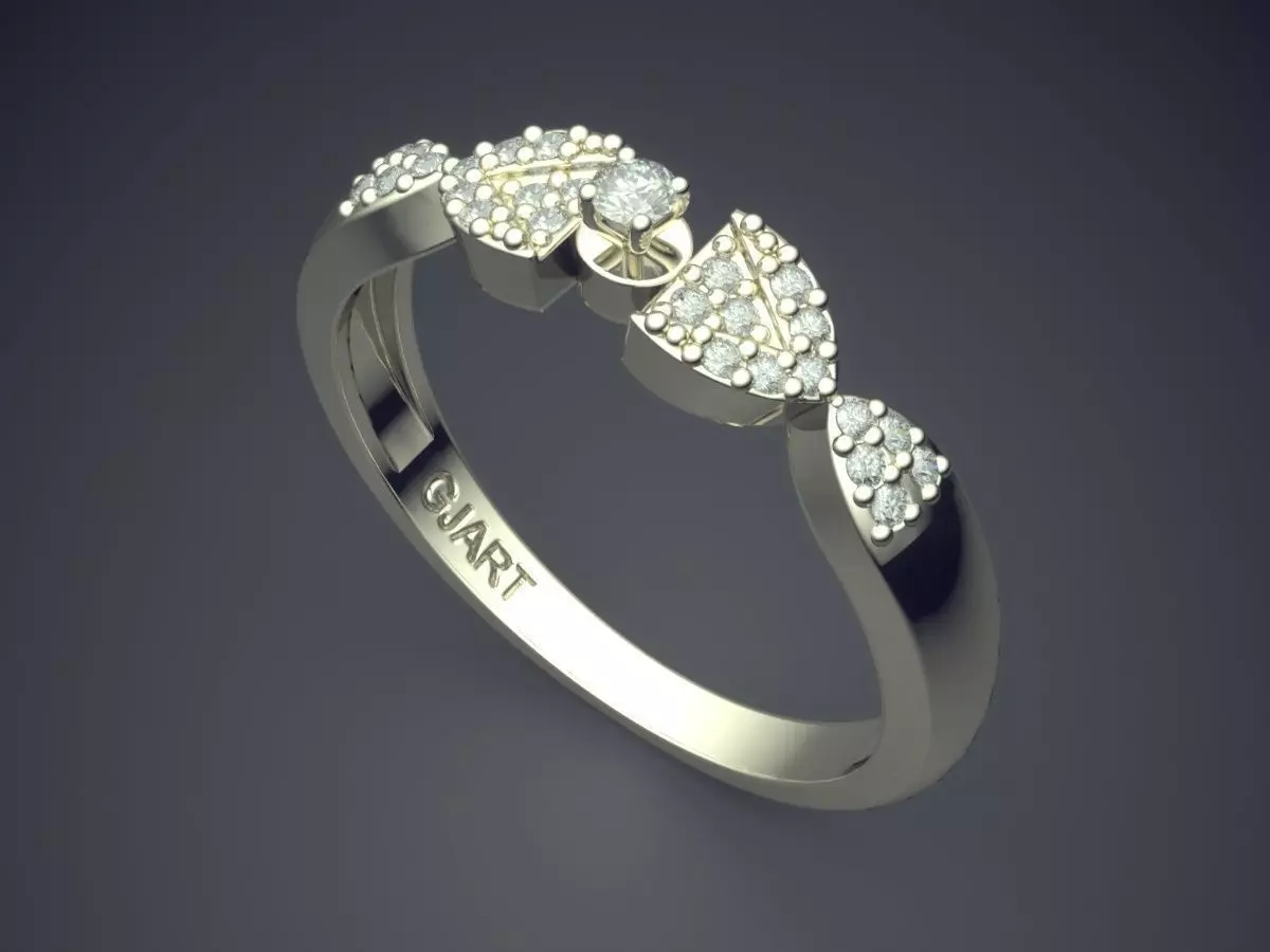 Detailed Ring With Diamonds Gjart A-84 3D print model_1