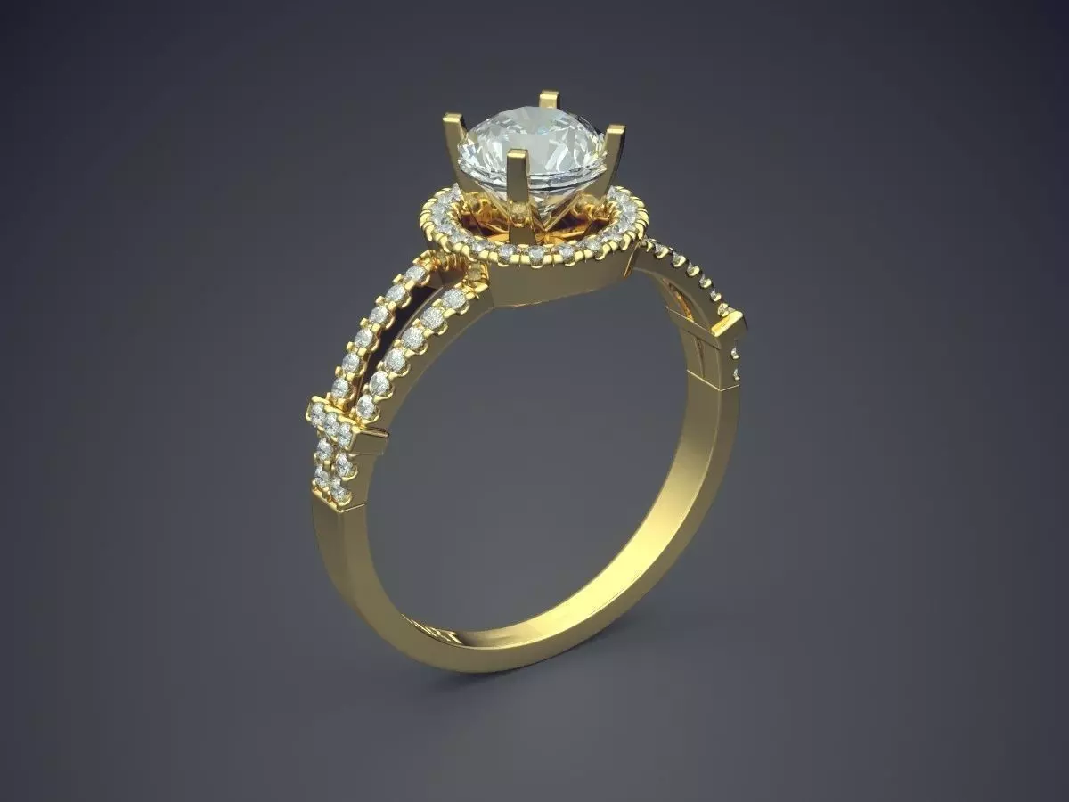 Ring With Diamonds Gjart A-81 3D print model_0