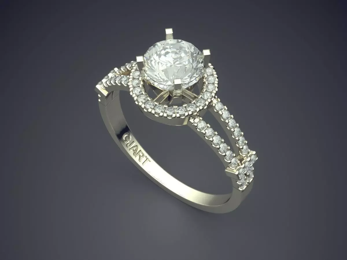 Ring With Diamonds Gjart A-81 3D print model_1