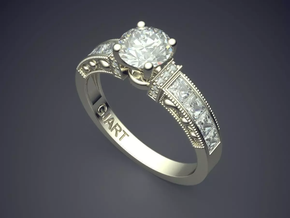 Detailed Ring With Diamonds Gjart A-74 3D print model_1