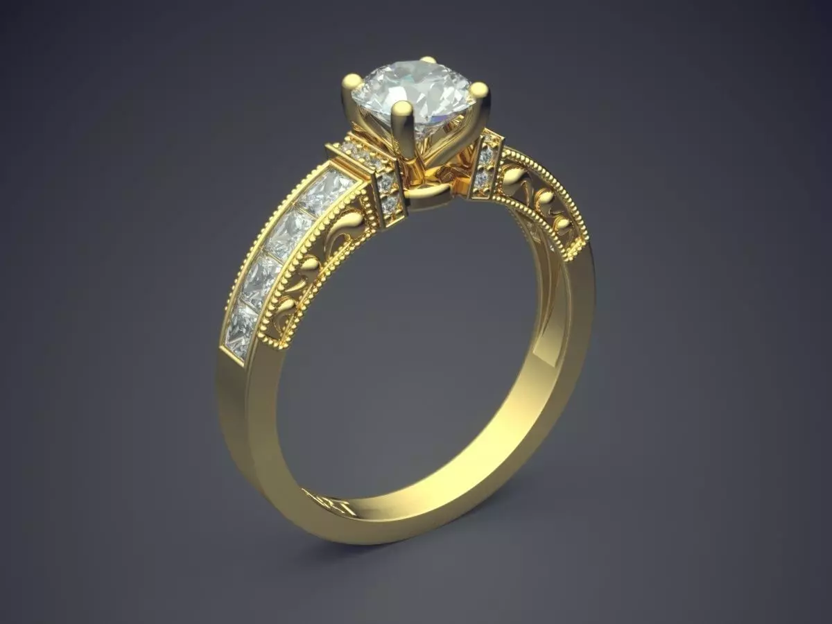 Detailed Ring With Diamonds Gjart A-74 3D print model_0