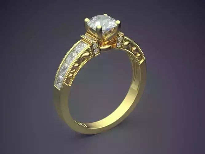 Detailed Ring With Diamonds Gjart A-74