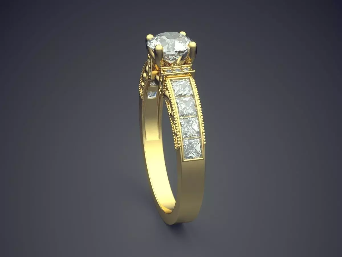 Detailed Ring With Diamonds Gjart A-74 3D print model_3