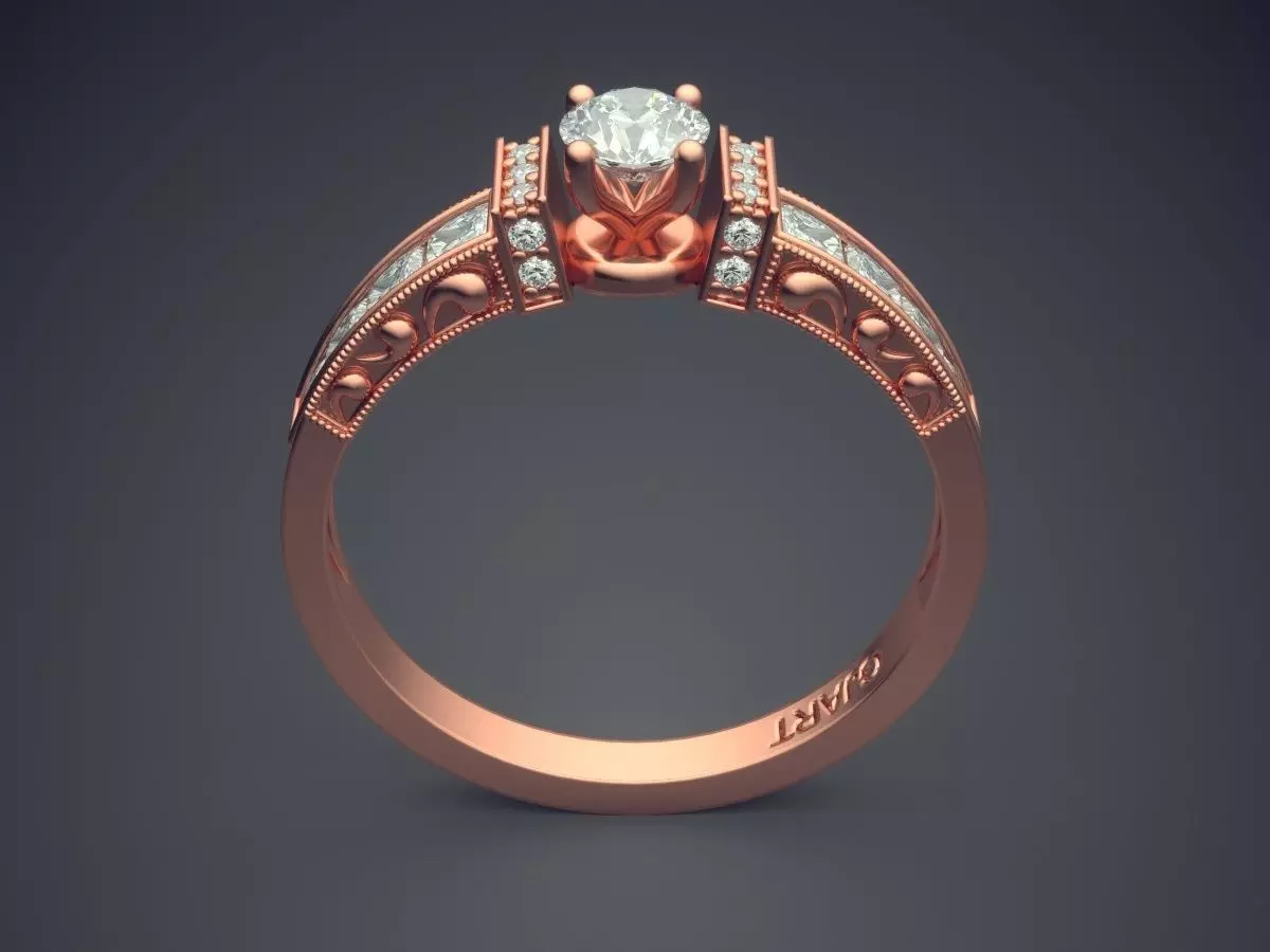 Detailed Ring With Diamonds Gjart A-73 3D print model_2