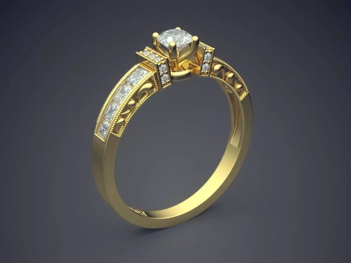 Detailed Ring With Diamonds Gjart A-73 3D print model_0