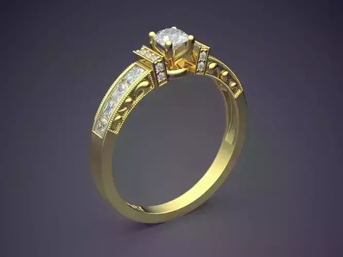 Detailed Ring With Diamonds Gjart A-73