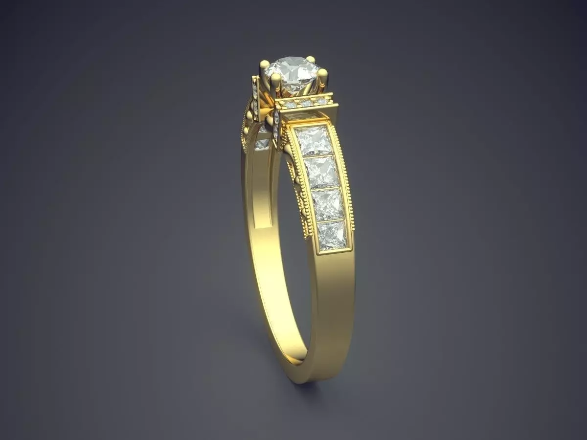 Detailed Ring With Diamonds Gjart A-73 3D print model_3