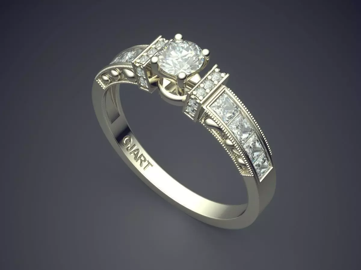 Detailed Ring With Diamonds Gjart A-73 3D print model_1