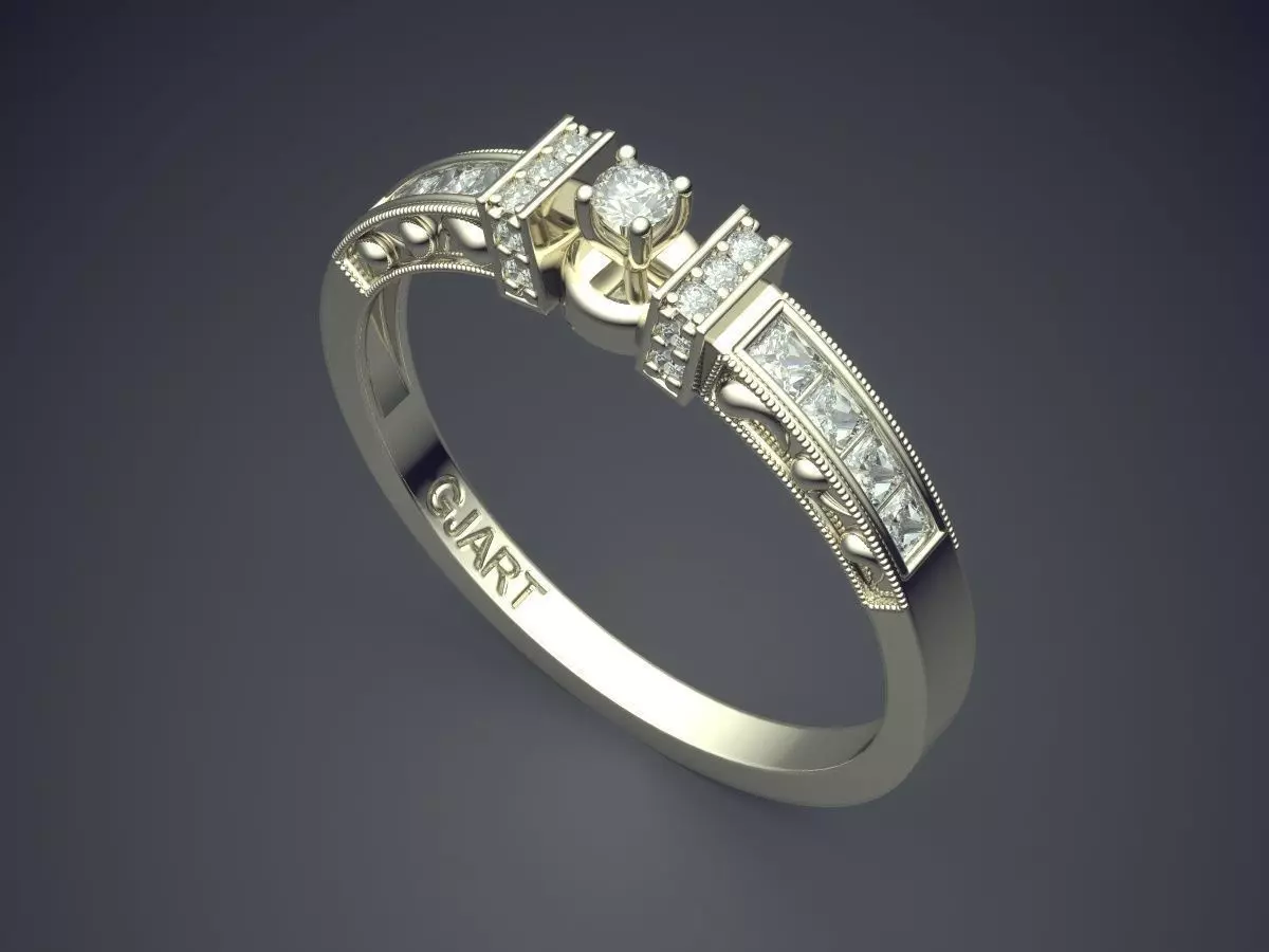 Detailed Ring With Diamonds Gjart A-72 3D print model_1